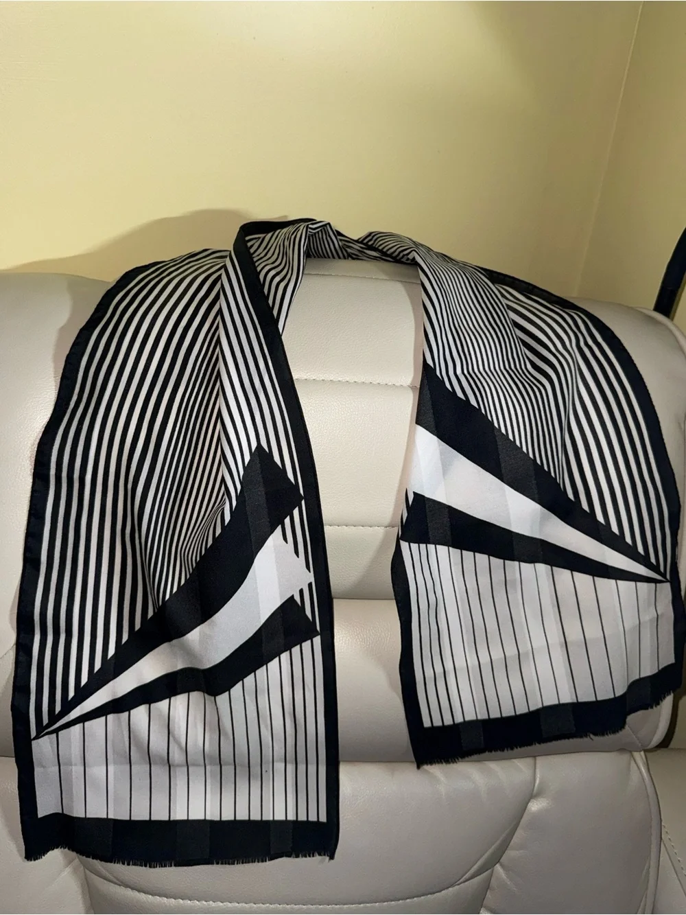 Black and White Striped Geometric Scarf